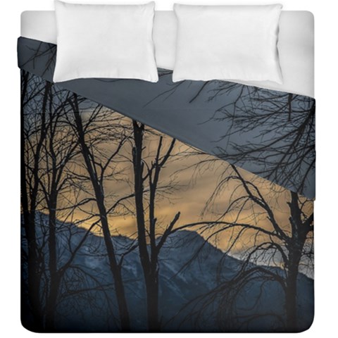 Tree silhouette at border of nahuel haupi lake, rio negro, argentina Duvet Cover Double Side (King Size) from ArtsNow.com