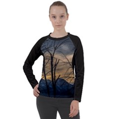 Tree silhouette at border of nahuel haupi lake, rio negro, argentina Women s Long Sleeve Raglan T