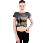 Tree Silhouette At Border Of Nahuel Haupi Lake, Rio Negro, Argentina Crew Neck Crop Top