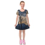 Tree Silhouette At Border Of Nahuel Haupi Lake, Rio Negro, Argentina Kids  Short Sleeve Velvet Dress