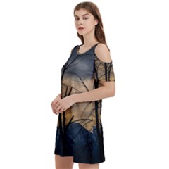 Women s Cold Shoulder Round Neck Mini Dress 