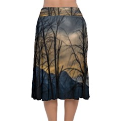 Velvet Flared Midi Skirt 