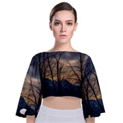 Tie Back Butterfly Sleeve Chiffon Top 