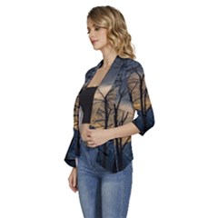 Women s 3/4 Sleeve Ruffle Edge Open Front Jacket 