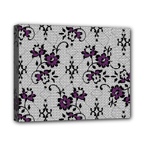 Elegant Purple Floral Jacquard Mesh Lace Fabric Canvas 10  x 8  (Stretched) from ArtsNow.com