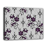 Elegant Purple Floral Jacquard Mesh Lace Fabric Canvas 14  x 11  (Stretched)