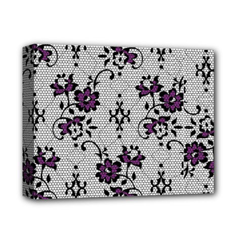 Elegant Purple Floral Jacquard Mesh Lace Fabric Deluxe Canvas 14  x 11  (Stretched) from ArtsNow.com