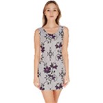 Elegant Purple Floral Jacquard Mesh Lace Fabric Bodycon Dress