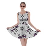 Elegant Purple Floral Jacquard Mesh Lace Fabric Skater Dress