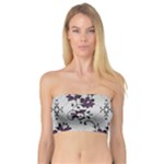 Elegant Purple Floral Jacquard Mesh Lace Fabric Bandeau Top