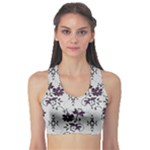 Elegant Purple Floral Jacquard Mesh Lace Fabric Fitness Sports Bra