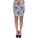 Elegant Purple Floral Jacquard Mesh Lace Fabric Bodycon Skirt