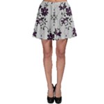 Elegant Purple Floral Jacquard Mesh Lace Fabric Skater Skirt