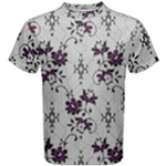 Elegant Purple Floral Jacquard Mesh Lace Fabric Men s Cotton T-Shirt