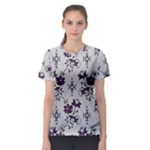 Elegant Purple Floral Jacquard Mesh Lace Fabric Women s Sport Mesh T-Shirt