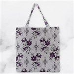 Elegant Purple Floral Jacquard Mesh Lace Fabric Grocery Tote Bag