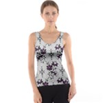 Elegant Purple Floral Jacquard Mesh Lace Fabric Women s Basic Tank Top