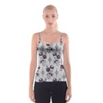 Elegant Purple Floral Jacquard Mesh Lace Fabric Spaghetti Strap Top