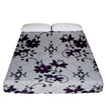 Elegant Purple Floral Jacquard Mesh Lace Fabric Fitted Sheet (Queen Size)