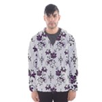 Elegant Purple Floral Jacquard Mesh Lace Fabric Men s Hooded Windbreaker