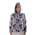 Elegant Purple Floral Jacquard Mesh Lace Fabric Women s Hooded Windbreaker