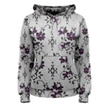 Elegant Purple Floral Jacquard Mesh Lace Fabric Women s Pullover Hoodie