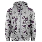 Elegant Purple Floral Jacquard Mesh Lace Fabric Men s Zipper Hoodie