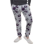 Elegant Purple Floral Jacquard Mesh Lace Fabric Men s Jogger Sweatpants