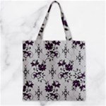 Elegant Purple Floral Jacquard Mesh Lace Fabric Zipper Grocery Tote Bag