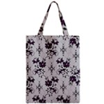 Elegant Purple Floral Jacquard Mesh Lace Fabric Zipper Classic Tote Bag