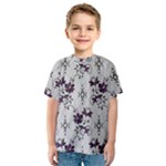 Elegant Purple Floral Jacquard Mesh Lace Fabric Kids  Sport Mesh T-Shirt