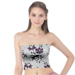 Elegant Purple Floral Jacquard Mesh Lace Fabric Tube Top