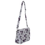 Elegant Purple Floral Jacquard Mesh Lace Fabric Shoulder Bag with Back Zipper