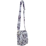 Elegant Purple Floral Jacquard Mesh Lace Fabric Shoulder Strap Belt Bag