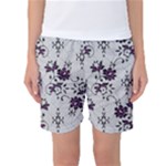 Elegant Purple Floral Jacquard Mesh Lace Fabric Women s Basketball Shorts