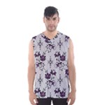 Elegant Purple Floral Jacquard Mesh Lace Fabric Men s Basketball Tank Top