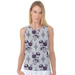 Elegant Purple Floral Jacquard Mesh Lace Fabric Women s Basketball Tank Top