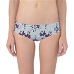 Elegant Purple Floral Jacquard Mesh Lace Fabric Classic Bikini Bottoms