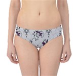 Elegant Purple Floral Jacquard Mesh Lace Fabric Hipster Bikini Bottoms