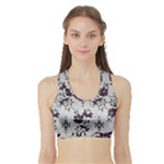 Elegant Purple Floral Jacquard Mesh Lace Fabric Sports Bra with Border