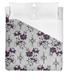 Elegant Purple Floral Jacquard Mesh Lace Fabric Duvet Cover (Queen Size)