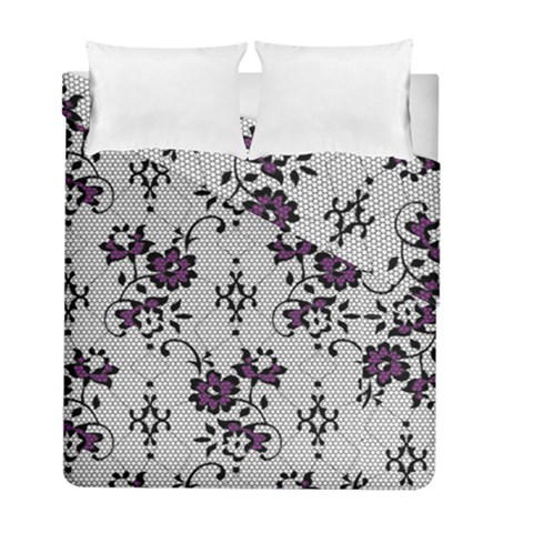 Elegant Purple Floral Jacquard Mesh Lace Fabric Duvet Cover Double Side (Full/ Double Size) from ArtsNow.com