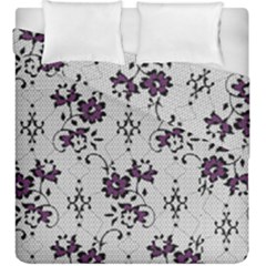 Elegant Purple Floral Jacquard Mesh Lace Fabric Duvet Cover Double Side (King Size) from ArtsNow.com