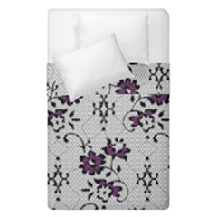 Elegant Purple Floral Jacquard Mesh Lace Fabric Duvet Cover Double Side (Single Size) from ArtsNow.com