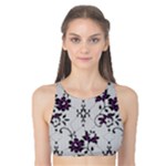 Elegant Purple Floral Jacquard Mesh Lace Fabric Tank Bikini Top