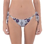 Elegant Purple Floral Jacquard Mesh Lace Fabric Reversible Bikini Bottoms