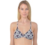 Elegant Purple Floral Jacquard Mesh Lace Fabric Reversible Tri Bikini Top