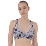 Elegant Purple Floral Jacquard Mesh Lace Fabric Sweetheart Sports Bra