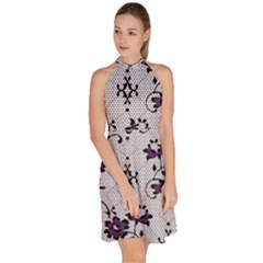 Sleeveless Halter Neck A-Line Dress 