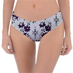 Elegant Purple Floral Jacquard Mesh Lace Fabric Reversible Classic Bikini Bottoms